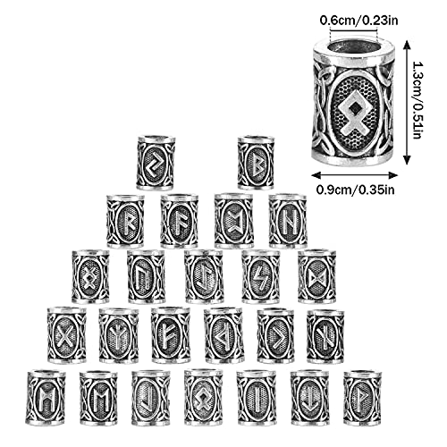42 piezas de cuentas de barba de vikingo plata para el cabello clip, juego de runas antiguas, colgantes rastas de metal joyería para el cabello kit paracord regalo para hombres trenzas trenzado