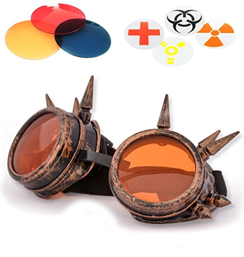 4sold (TM) Steam Punk Antique Copper Cyber Goggles Rave Goth Vintage Victorian – Gafas estilo gótico vintage. copper studs Medium