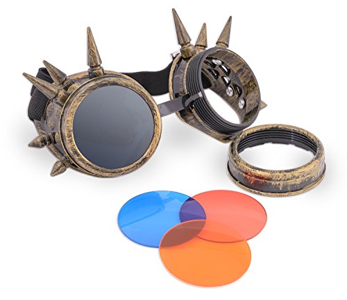4sold (TM) Steam Punk Antique Copper Cyber Goggles Rave Goth Vintage Victorian – Gafas estilo gótico vintage. copper studs Medium