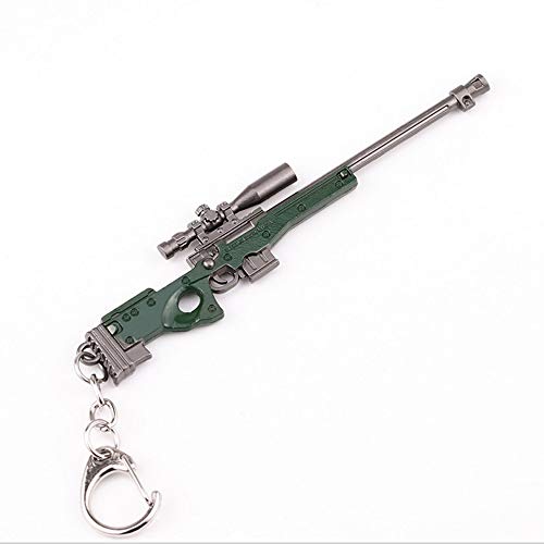 5 en 1 PUBG Arma Guns Pistola 3D Modelo Llavero de Metal, TLongitud Unos 12cm, Regalo Accesorios Cosas Objetos para Niños Hombre Juego Fans, PUBG AMW Modelo de Rifle Francotirador