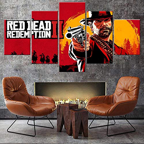 5 Panel/Set Lienzos Handart Cuadro En Lienzo Cinco Partes HD Clásico Óleo Impresiones Decorativas Cartel Arte Pared Pinturas Hogar Lienzo Lienzo De Red Dead Redemption