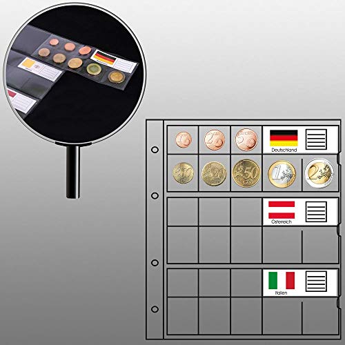 5 Small Prophila Coin Sheets for Euro Coins with Flags Cards