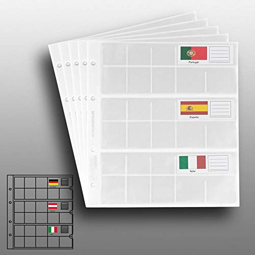 5 Small Prophila Coin Sheets for Euro Coins with Flags Cards