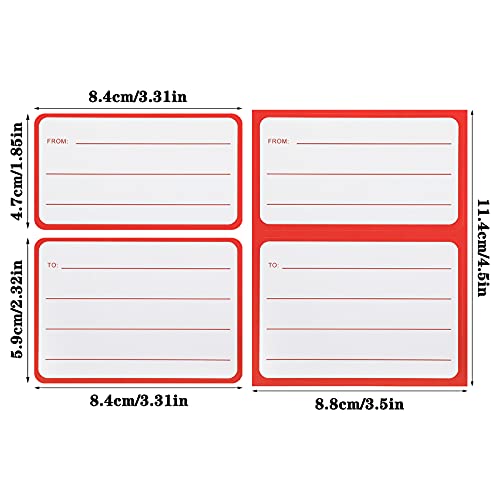50 Hojas Etiquetas de Correo de Dirección de To/From de 4,5 x 3,5 Pulgadas, Pegatinas Calcomanías Autoadhesivas para Envío para Escuela, Hogar y Oficina, Blanco y Rojo
