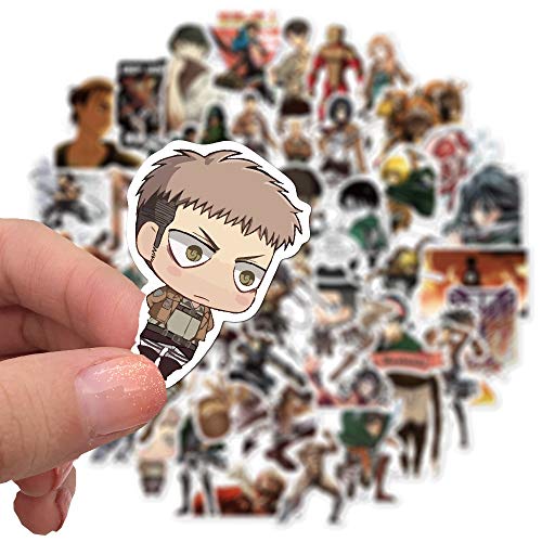 50 unids Attack on Titan Pegatina Cool Anime Pegatina Vinilo Impermeable Adolescente Notebook Kettle Skateboard Guitarra