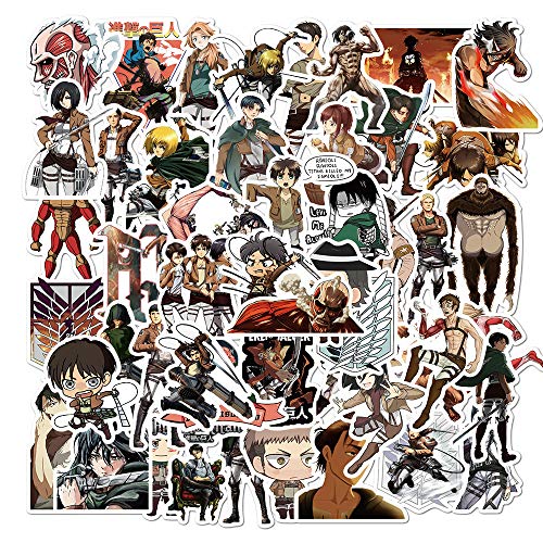 50 unids Attack on Titan Pegatina Cool Anime Pegatina Vinilo Impermeable Adolescente Notebook Kettle Skateboard Guitarra