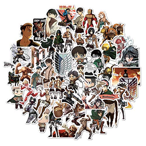 50 unids Attack on Titan Pegatina Cool Anime Pegatina Vinilo Impermeable Adolescente Notebook Kettle Skateboard Guitarra