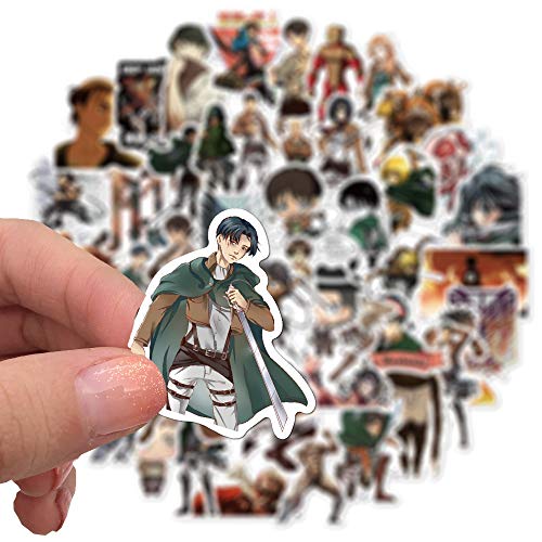 50 unids Attack on Titan Pegatina Cool Anime Pegatina Vinilo Impermeable Adolescente Notebook Kettle Skateboard Guitarra