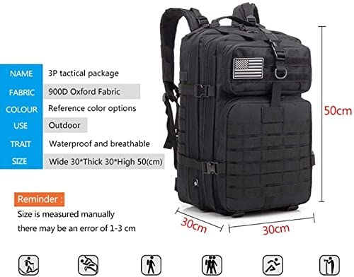 50L Capacidad Hombres Ejército Militar Táctico Mochila Grande Impermeable Deporte Al Aire Libre Senderismo Camping Caza,C
