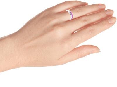 55Carat Creado-Rosa-Zafiro golpeando Lazo 925-Sterling-Silver Hoop Conexión de la Banda de la Banda Redonda de la joyería de Moda Hecha a Mano para Las Mujeres Tamaño: P