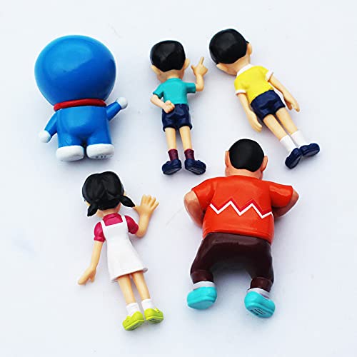 5pcs / lot Anime Doraemon Figura Toys Toys Nobla Shizuka Jaian Sunteo Muñecas Regalo para niños de 5 a 7 cm