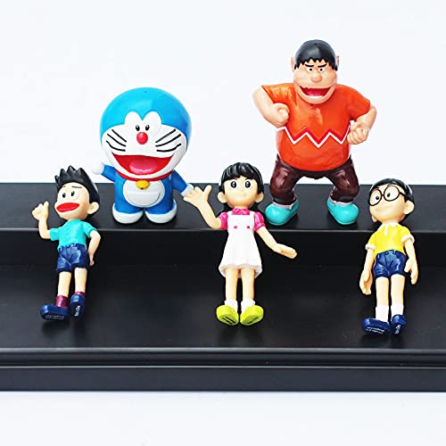 5pcs / lot Anime Doraemon Figura Toys Toys Nobla Shizuka Jaian Sunteo Muñecas Regalo para niños de 5 a 7 cm