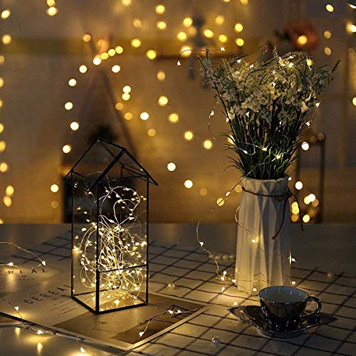 6 Piezas Cadena de Luces con Pilas, 20 LEDs 2M Luces de Cadena Micro Cobre, Alambre de Cobre Guirnaldas Luces, IP65 Impermeable Luces Decorativas para Navidad, Fiesta, Hogar, Bodas (Blanco Cálido)