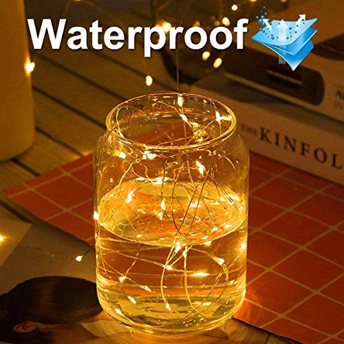 6 Piezas Cadena de Luces con Pilas, 20 LEDs 2M Luces de Cadena Micro Cobre, Alambre de Cobre Guirnaldas Luces, IP65 Impermeable Luces Decorativas para Navidad, Fiesta, Hogar, Bodas (Blanco Cálido)
