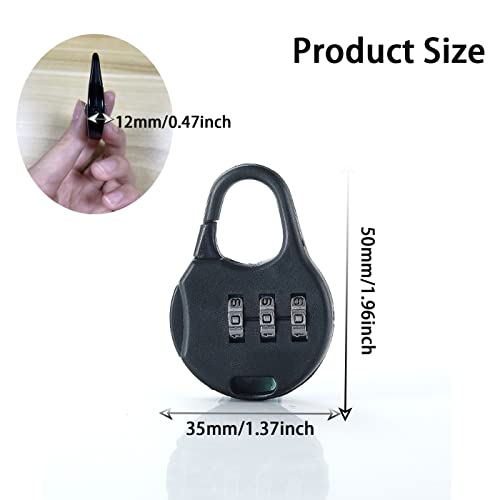 6 Piezas Candado Pequeño, Combinación Candado, Pequeña Mini Contraseña Cerradura, Candados de Código Mini de 3 Dígitos, Candados Digitales de Código, Para Maletas, Casilleros, Mochilas (Negro)