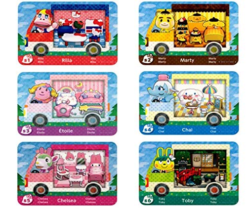 6 unidades para Animal Crossing New Horizons ACNH para Amiibo para Sanrio Mini Tarjeta RV Villager Muebles Compatible con Switch/Switch Lite/New 3DS