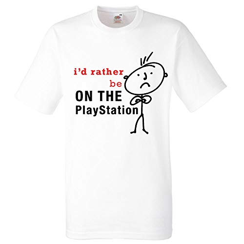 60 Second Makeover Limited Mens I'd Rather Be On The Playstation Camiseta blanca para papá abuelo novio regalo regalo