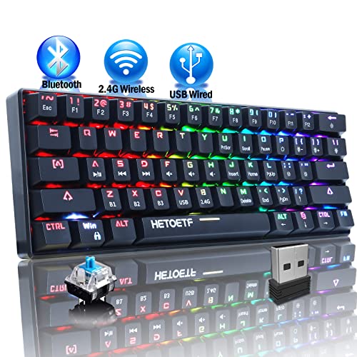 60% Teclado mecánico para Juegos, inalámbrico/con Cable/Bluetooth RGB Mini Teclado Tipo C retroiluminado para Varios Dispositivos, teléfono Inteligente, móvil, PC, computadora portátil