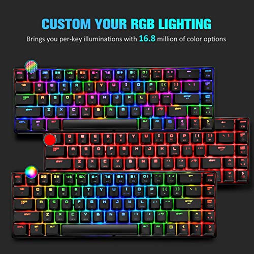 60% Teclado mecánico para Juegos Switch Azul iluminación RGB Ergonómica Mini 68 Teclas + Ratón Ligero Gaming RGB 6400DPI + Alfombrilla de ratón - Negro