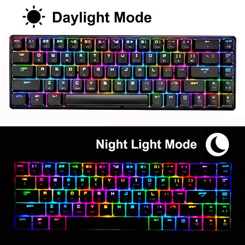 60% Teclado mecánico para Juegos Switch Azul iluminación RGB Ergonómica Mini 68 Teclas + Ratón Ligero Gaming RGB 6400DPI + Alfombrilla de ratón - Negro