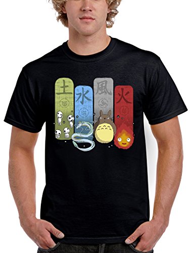 618-Camiseta Elemental Charms (Ideas C. P.) (Negra, XL)