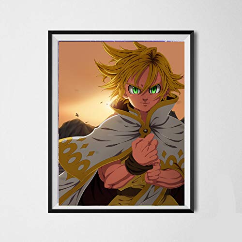 7 Sins Pecado de ira Meliodas Ban Elizabeth Classic Digital Manga Anime Impresión de lienzo para decoración de dormitorio, 8 x 10 pulgadas, sin marco, juego de 6