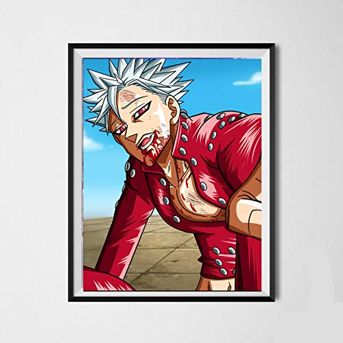 7 Sins Pecado de ira Meliodas Ban Elizabeth Classic Digital Manga Anime Impresión de lienzo para decoración de dormitorio, 8 x 10 pulgadas, sin marco, juego de 6