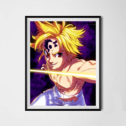 7 Sins Pecado de ira Meliodas Ban Elizabeth Classic Digital Manga Anime Impresión de lienzo para decoración de dormitorio, 8 x 10 pulgadas, sin marco, juego de 6