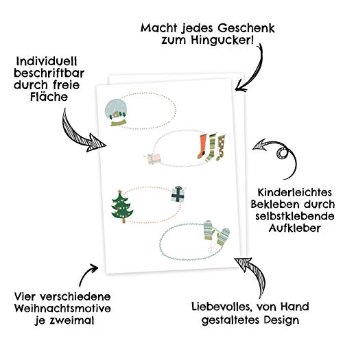 8 Pegatinas navideñas Pegatinas Calcetines y Guantes - decoración Navidad - decoración navideña y Correo navideño