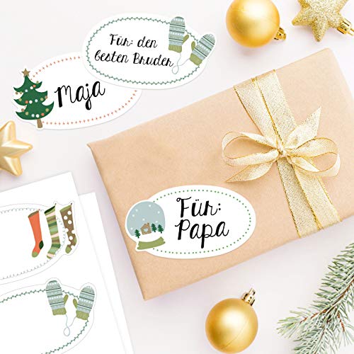 8 Pegatinas navideñas Pegatinas Calcetines y Guantes - decoración Navidad - decoración navideña y Correo navideño