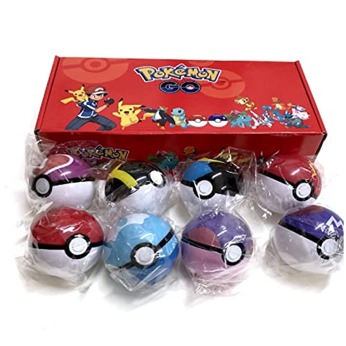 8 Piezas De Pokeball + 8 Piezas De Figuras De Pokemon, Bola De Juguetes con Figura, Modelo De Juguetes para Niños con Caja
