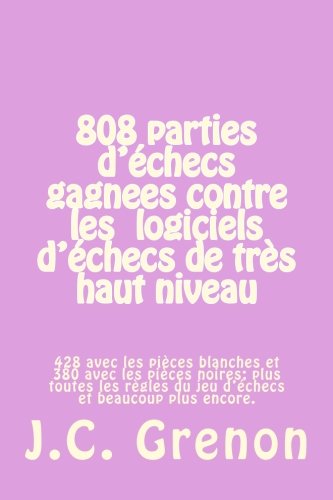 808 parties d'echecs gagnees contre les ordinateurs d'echecs de tres haut niveau: 428 avec les Blancs, 380 avec les Noirs