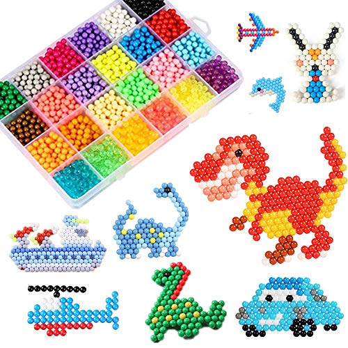 Abalorios Cuentas de Agua 4000 Perlas Kit Abalorios 24 Colors(6 Jewel) Niños DIY Educativos Artesanía Craft Kits (Niño)