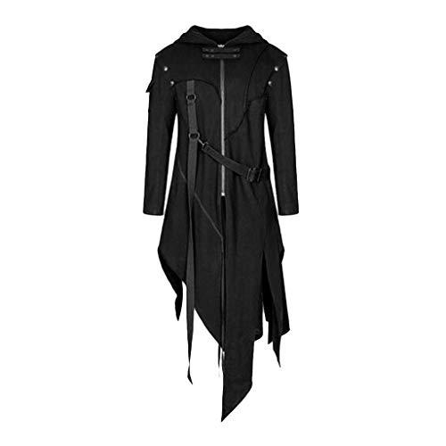 abrigo de manga larga para hombre elegante chaqueta con capucha asimétrico abrigo hombres retro steam punk gótico capa de viento 295