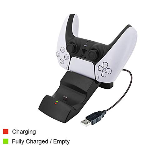 ABTSICA Cargador de Controlador inalámbrico PS5, estación de Carga USB de Controlador para DualSense 5 con luz LED Gamepad Contact Soporte de Carga Doble Playstation 5 Estación de Carga
