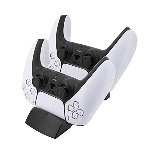 ABTSICA Cargador de Controlador inalámbrico PS5, estación de Carga USB de Controlador para DualSense 5 con luz LED Gamepad Contact Soporte de Carga Doble Playstation 5 Estación de Carga