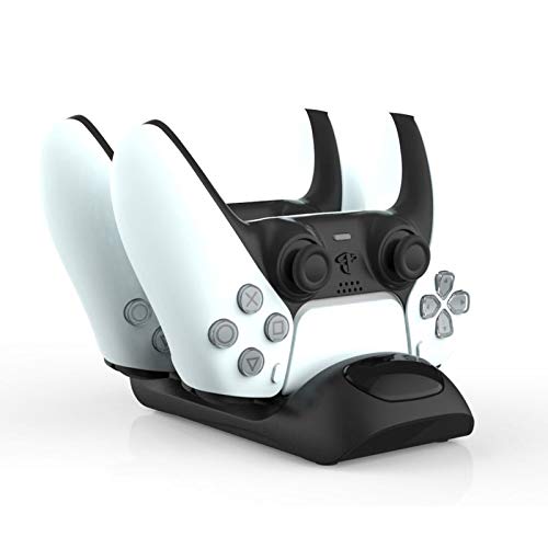ABTSICA Cargador para Playstation PS5 DualSense Wireless Controller, Gamepad Contact Soporte de Carga Doble con luz LED Soporte para Cargador portátil Soporte para Accesorios