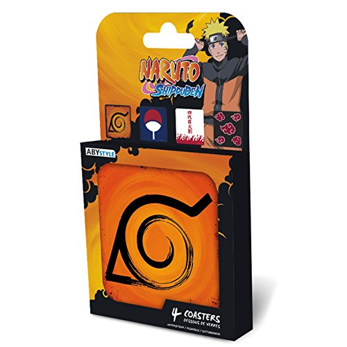 ABYstyle Abysse Corp_ABYCOS007 Naruto Shippuden - Juego de 4 Posavasos con Emblema, Multicolor