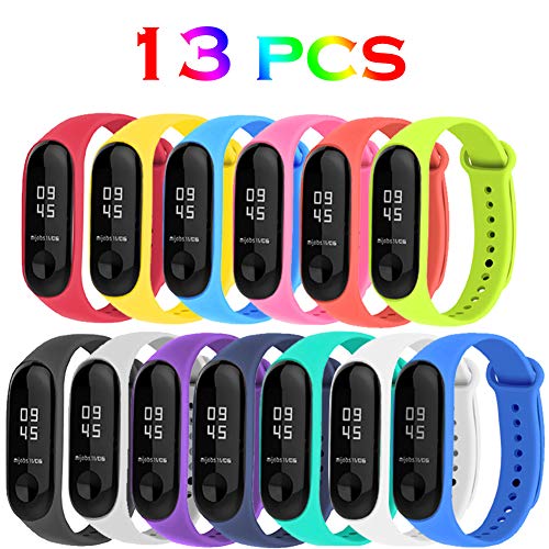Acalder 13 Piezas Pulsera Xiaomi Mi Band 4/3 Correas Reloj Silicona Banda para XIAOMI Mi Band 3/4 Reemplazo - 13 Colores