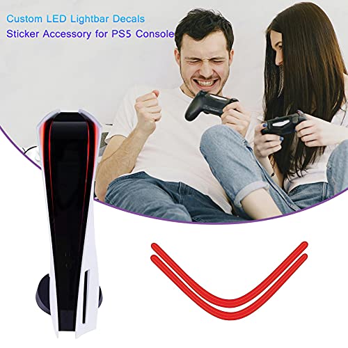 Accesorio de calcomanías de barras de luz - Adhesivos de barras de luces LED personalizados de fluorescencia Calcomanías para la versión de disco de consola PS5 (rojo + amarillo + púrpura)