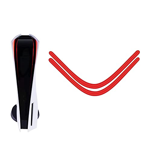 Accesorio de calcomanías de barras de luz - Adhesivos de barras de luces LED personalizados de fluorescencia Calcomanías para la versión de disco de consola PS5 (rojo + amarillo + púrpura)