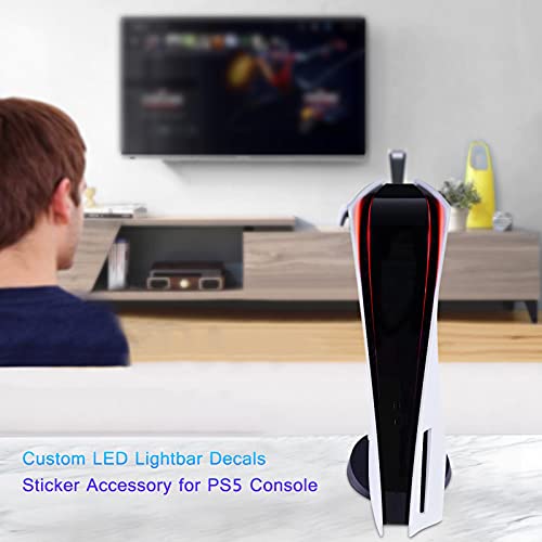 Accesorio de calcomanías de barras de luz - Adhesivos de barras de luces LED personalizados de fluorescencia Calcomanías para la versión de disco de consola PS5 (rojo + amarillo + púrpura)
