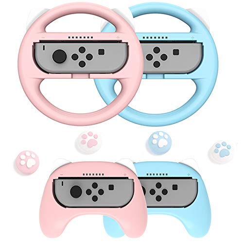 Accesorios 8 en 1 Switch Joycon SONVIEE 2 Switch Joy-Con y 2 mandos para el volante con 4 tapas de repuesto para el pulgar
