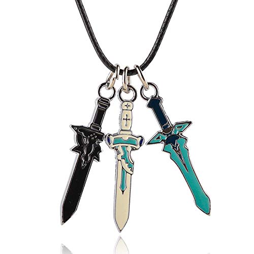 Accesorios de Anime Sword Art Online Kirito Kazuto Arma Tres Espadas Colgante de Aleación