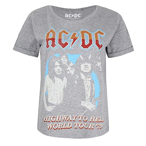 AC/DC ACDC-Highway World Tour 79' -Ladies Fashion T SML Camiseta, Gris (Graphite Grh), 38 (Talla del Fabricante: Small) para Mujer