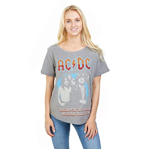 AC/DC ACDC-Highway World Tour 79' -Ladies Fashion T SML Camiseta, Gris (Graphite Grh), 38 (Talla del Fabricante: Small) para Mujer