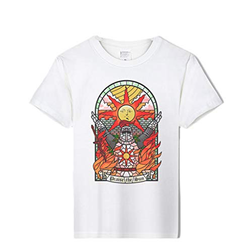 ACEGI - Dark Souls - Stolen - Praise The Sun Knight - Camiseta con diseño - Camiseta para Hombre - Cuello Redondo - Moderno - Camiseta de algodón - Verano