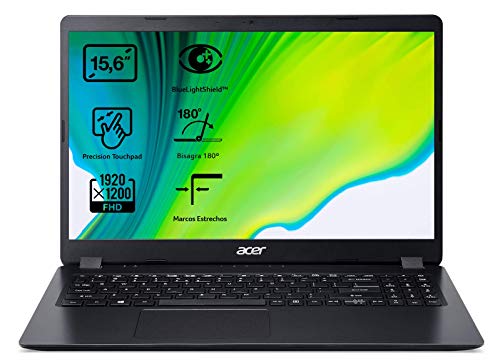 Acer Aspire 3 A315-56 - Ordenador Portátil 15.6” Full HD, Laptop (Intel Core i5-1035G1, 12GB RAM, RAM, 512GB SSD, UMA Graphics, Sin Sistema Operativo), PC Portátil Color Negro - Teclado QWERTY Español