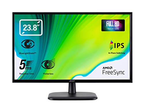 Acer EK240YAbi - Monitor de 23.8" Full HD 60 Hz (60 cm, 1920x1090, Pantalla IPS LED, 250 nits, Tiempo de Respuesta 5ms, VGA, HDMI, EcoDisplay) - Color Negro