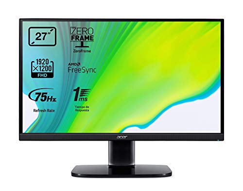 Acer KA272A - Monitor de 27" Full HD 75 Hz (68,6 cm, 1920x1080, Pantalla VA LED, ZeroFrame y FreeSync, 250 nits, Tiempo de Respuesta 1ms, VGA, 2xHDMI) - Color Negro